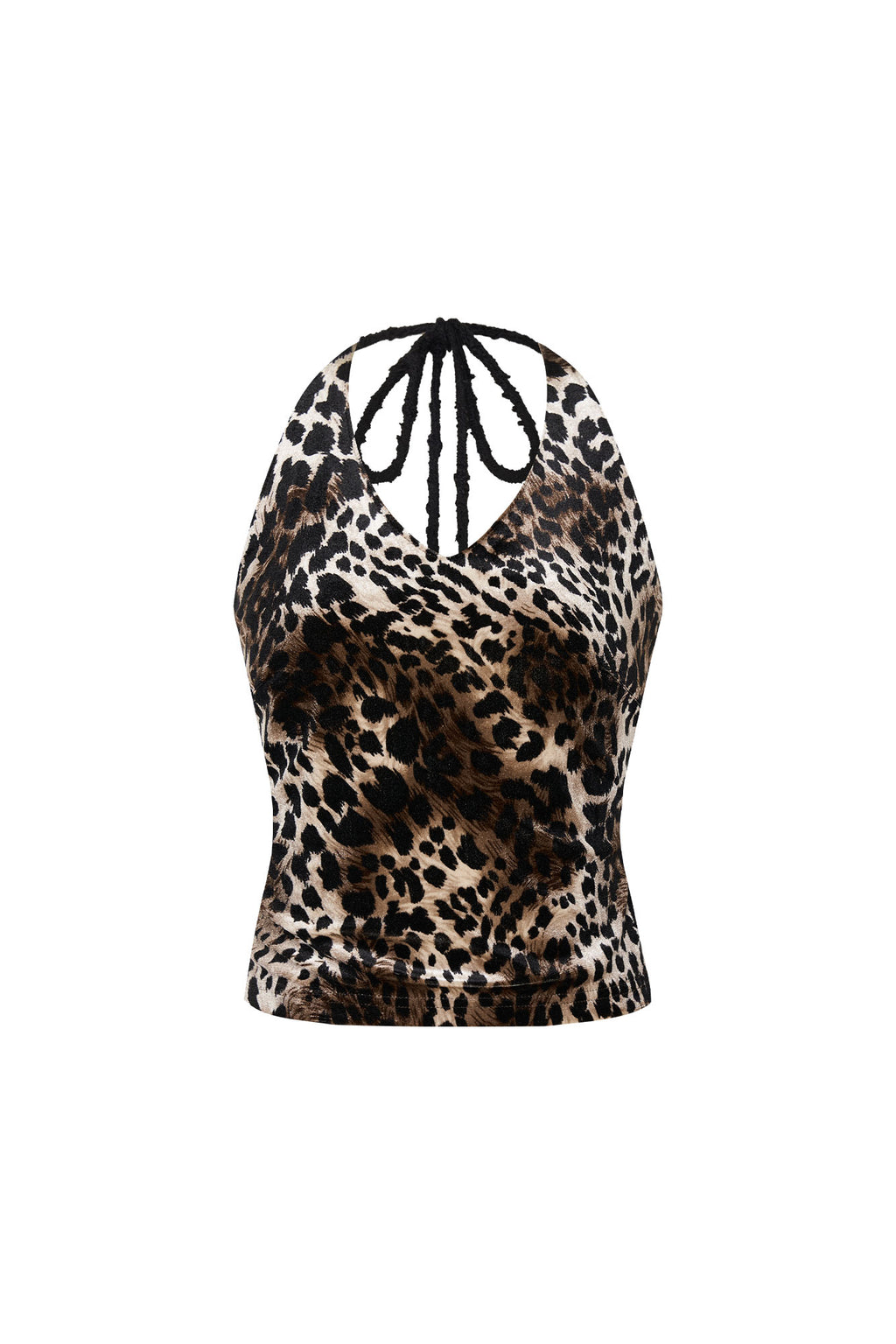 VELOUR HALTER TANK TOP (LEOPARD)