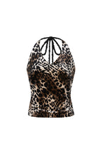 VELOUR HALTER TANK TOP (LEOPARD)