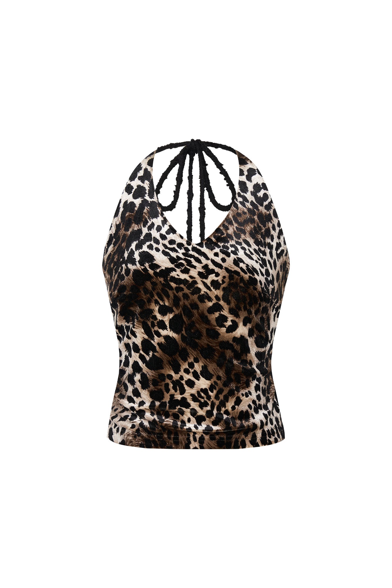 VELOUR HALTER TANK TOP (LEOPARD)
