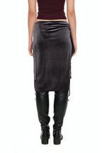 VELOUR MIDI SKIRT (CHARCOAL)