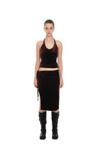 VELOUR MIDI SKIRT (DARK BROWN)