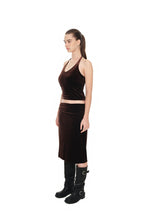 VELOUR MIDI SKIRT (DARK BROWN)