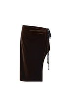 VELOUR MIDI SKIRT (DARK BROWN)