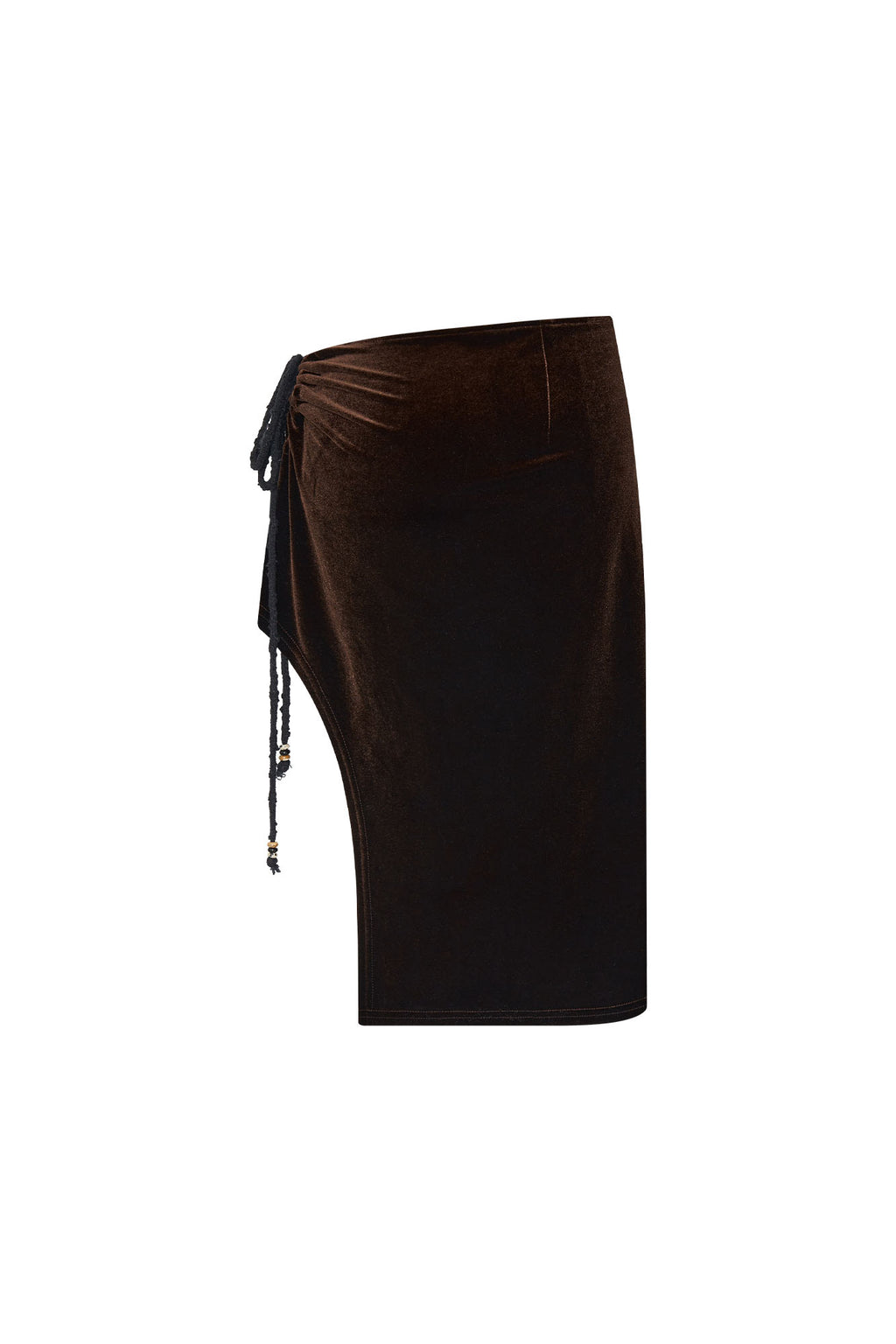 VELOUR MIDI SKIRT (DARK BROWN)
