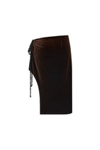 VELOUR MIDI SKIRT (DARK BROWN)