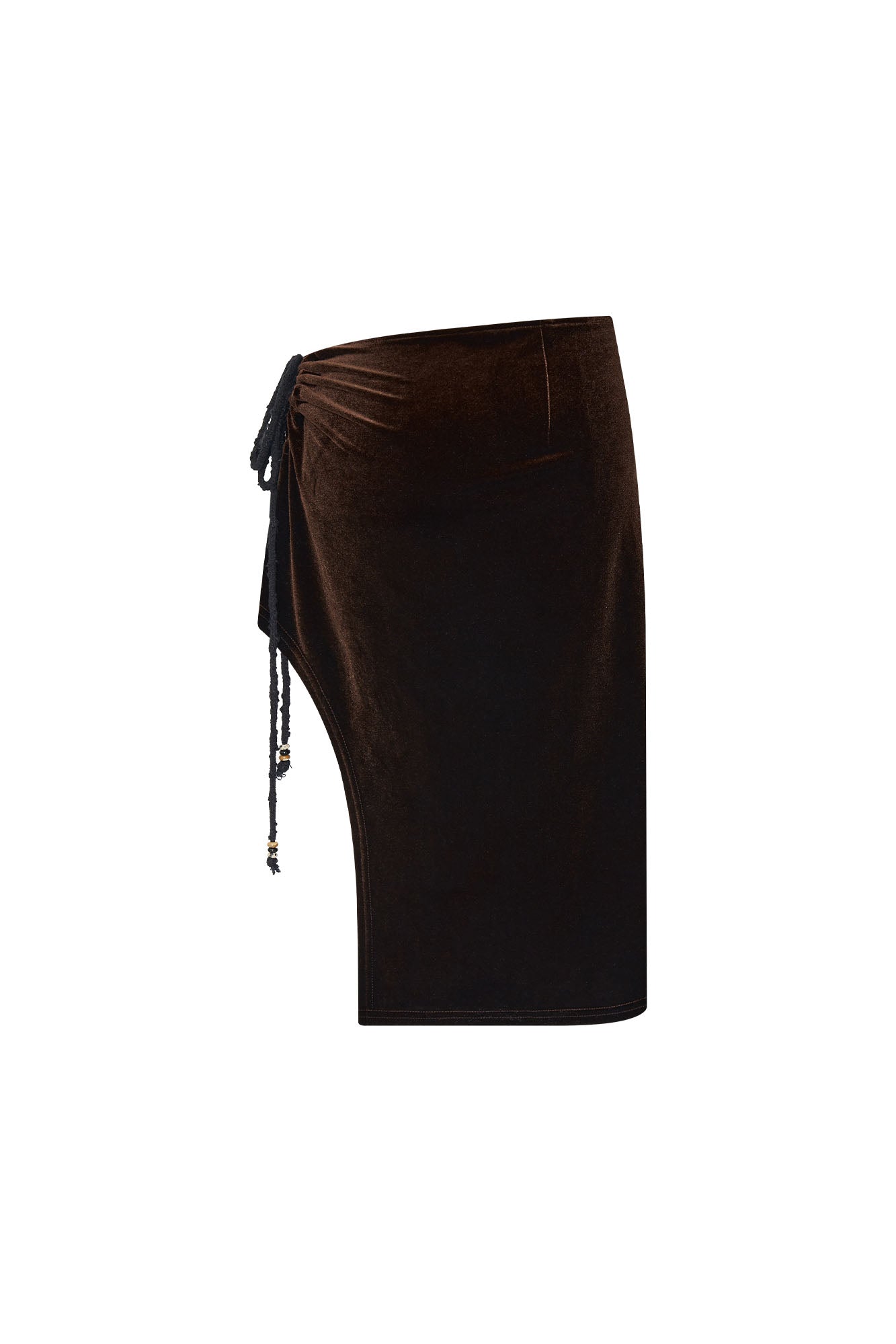 VELOUR MIDI SKIRT (DARK BROWN)