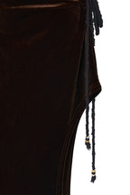 VELOUR MIDI SKIRT (DARK BROWN)