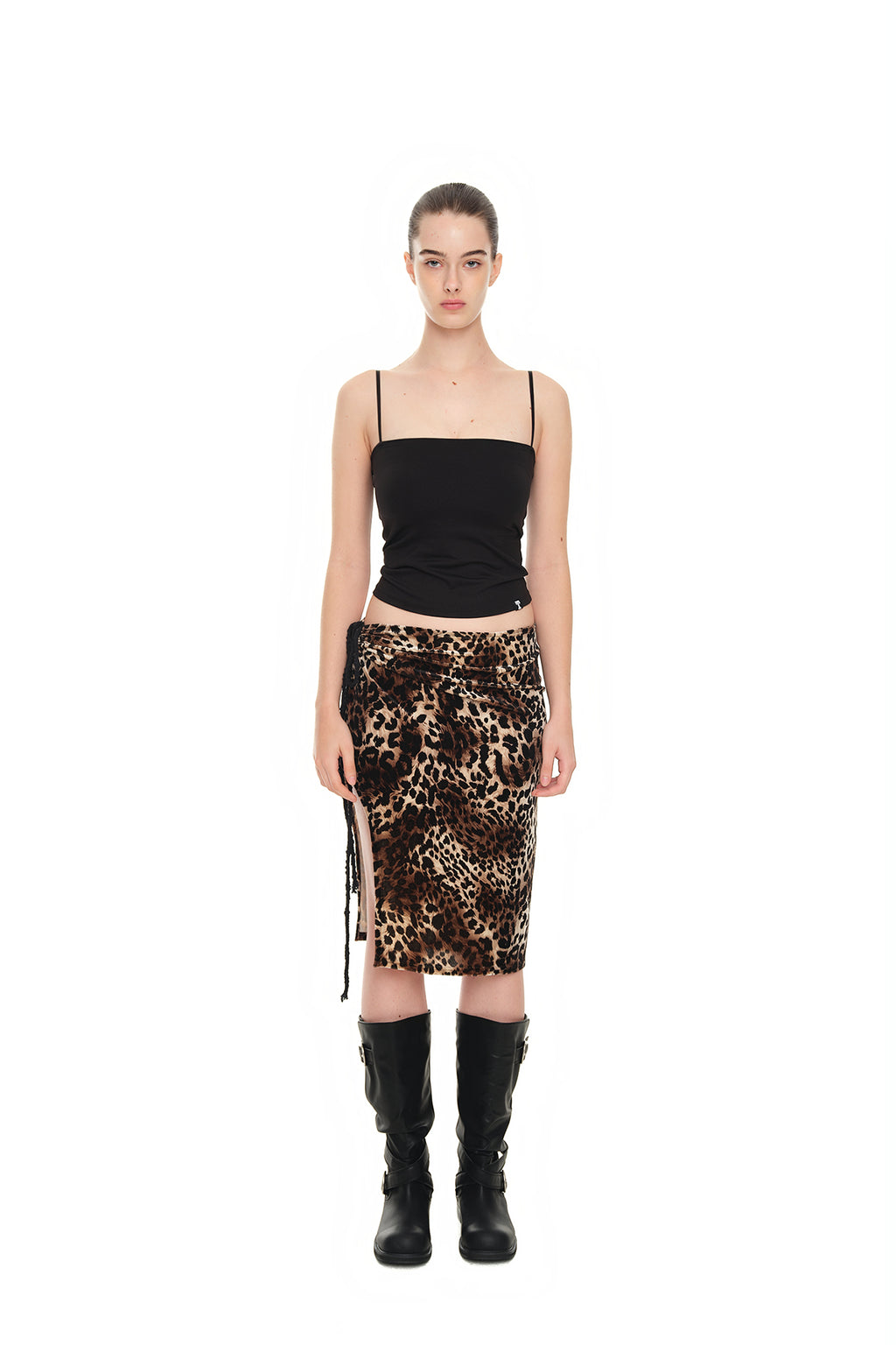 VELOUR MIDI SKIRT (LEOPARD)