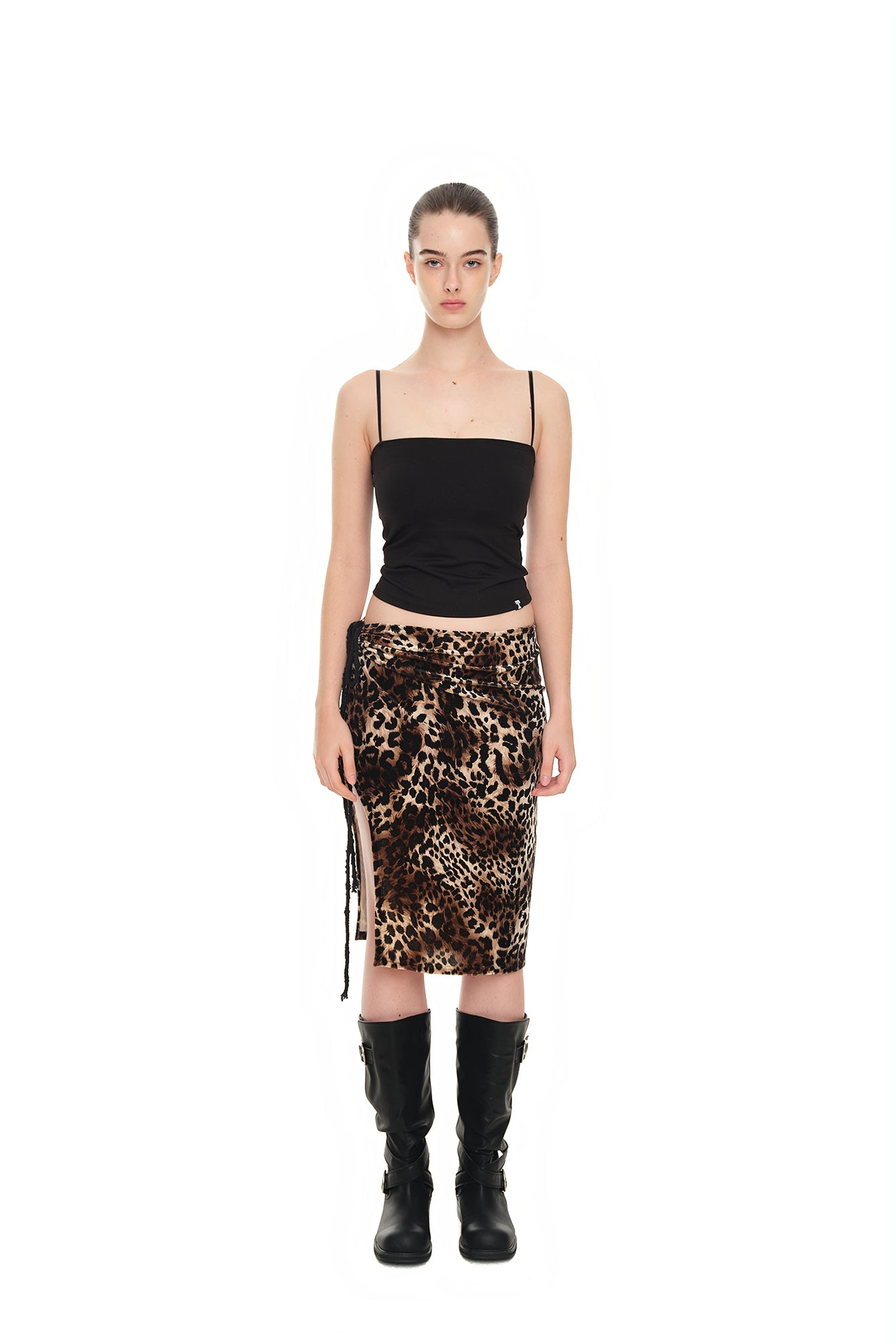 VELOUR MIDI SKIRT (LEOPARD)
