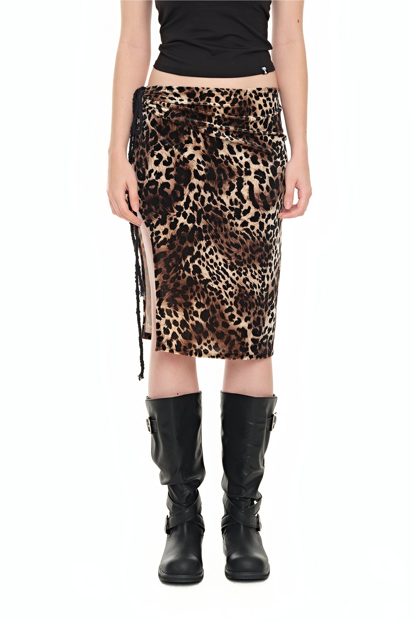 VELOUR MIDI SKIRT (LEOPARD)
