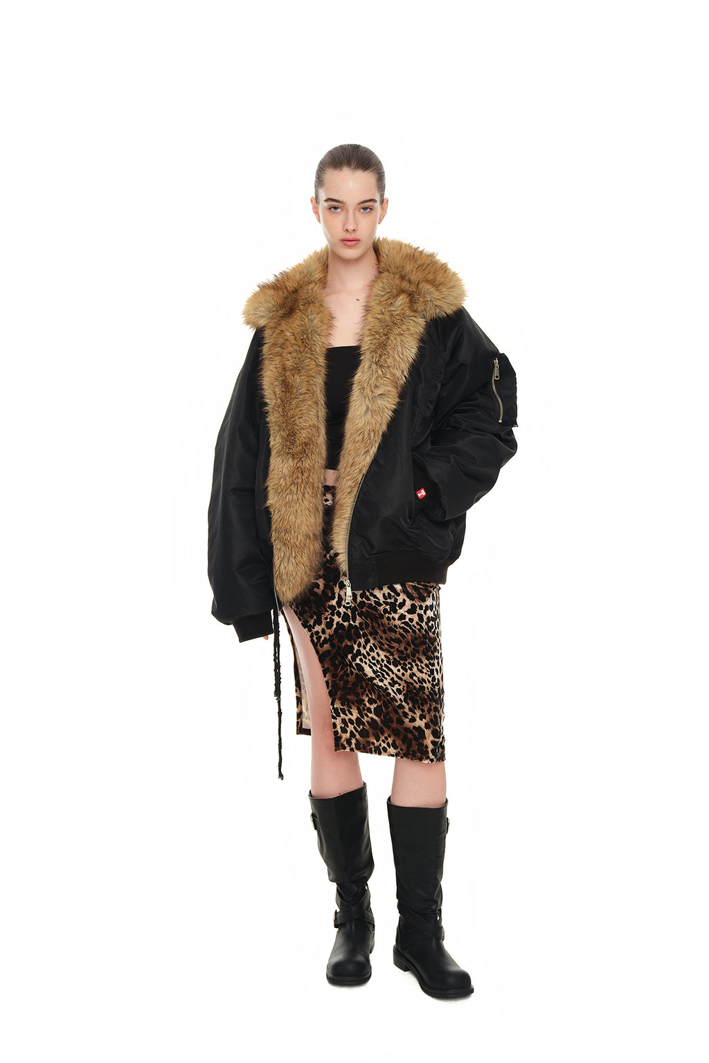 VELOUR MIDI SKIRT (LEOPARD)