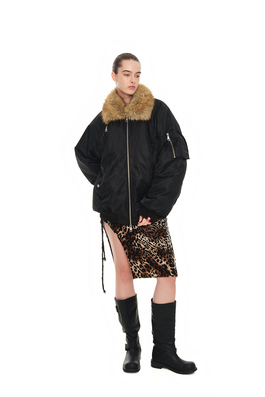 VELOUR MIDI SKIRT (LEOPARD)