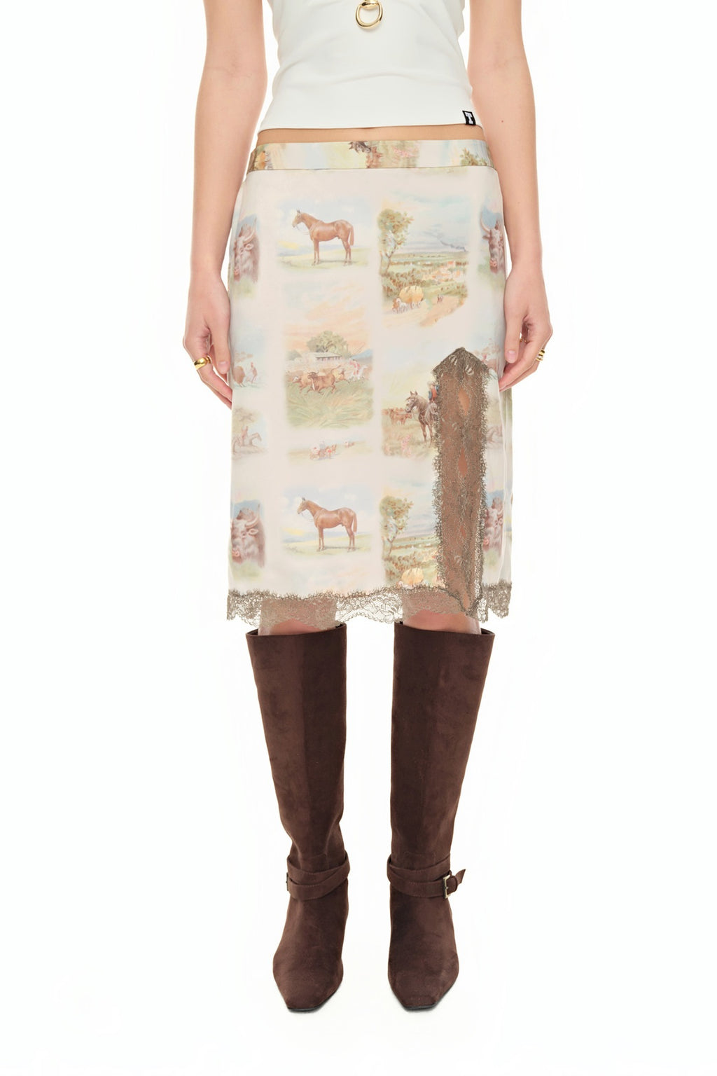 VINTAGE RANCH LACE MIDI SKIRT