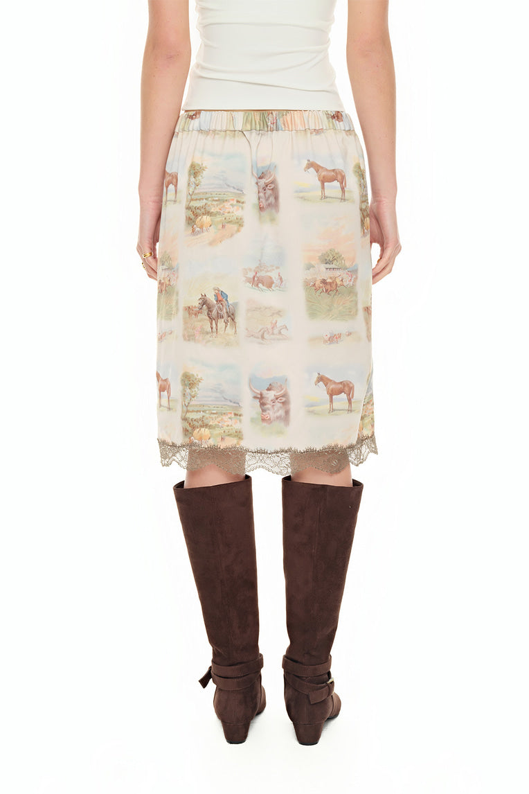 VINTAGE RANCH LACE MIDI SKIRT