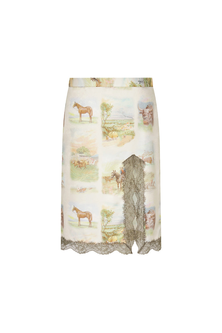 VINTAGE RANCH LACE MIDI SKIRT