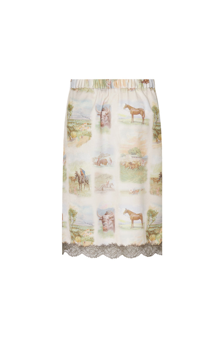 VINTAGE RANCH LACE MIDI SKIRT