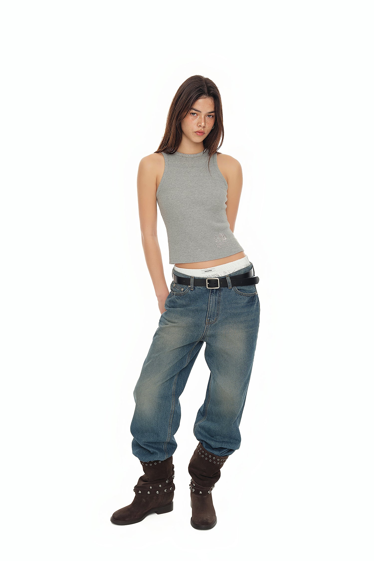 WAFFLE TANK TOP (GREY)