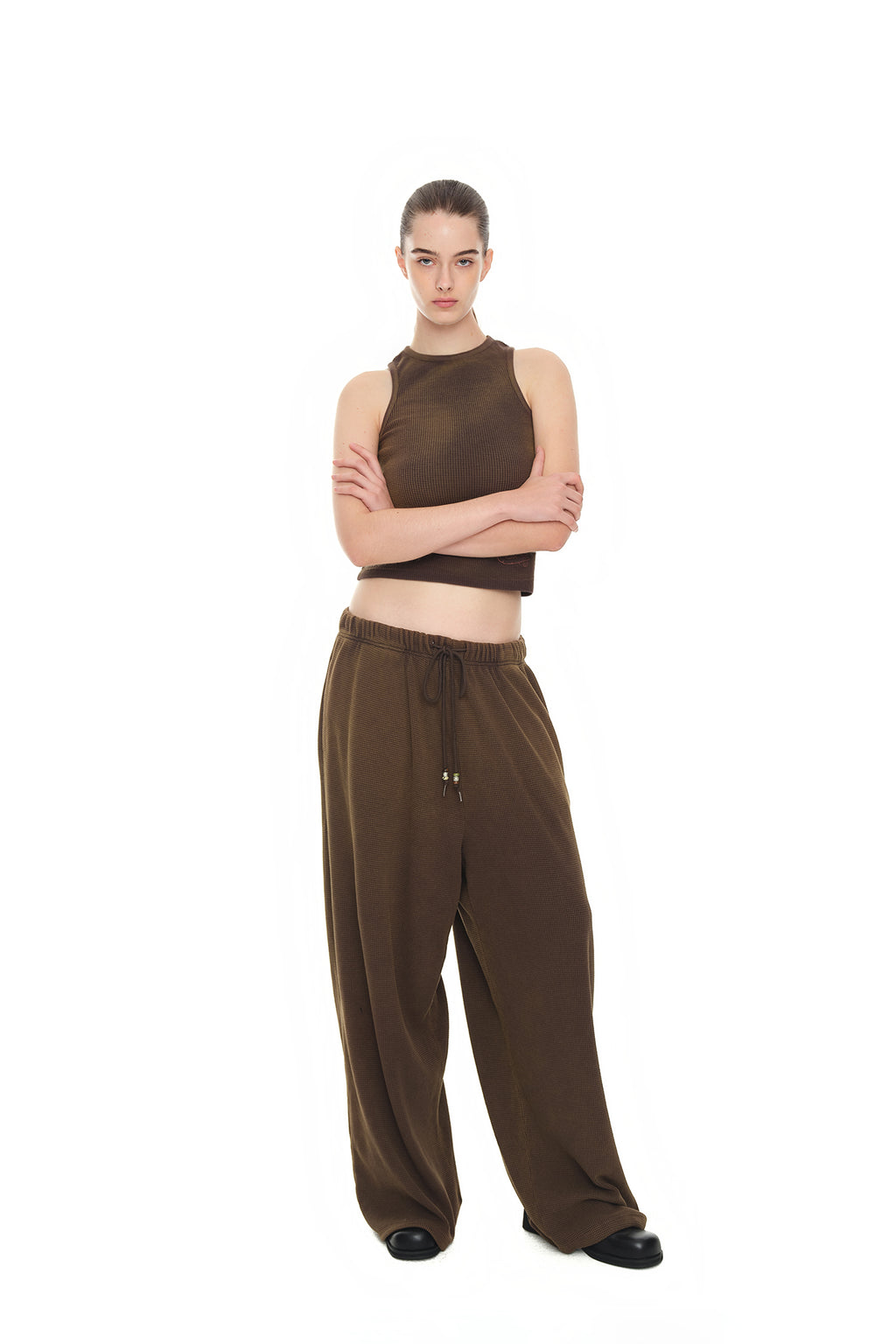 WAFFLE TANK TOP (WASHED BROWN)