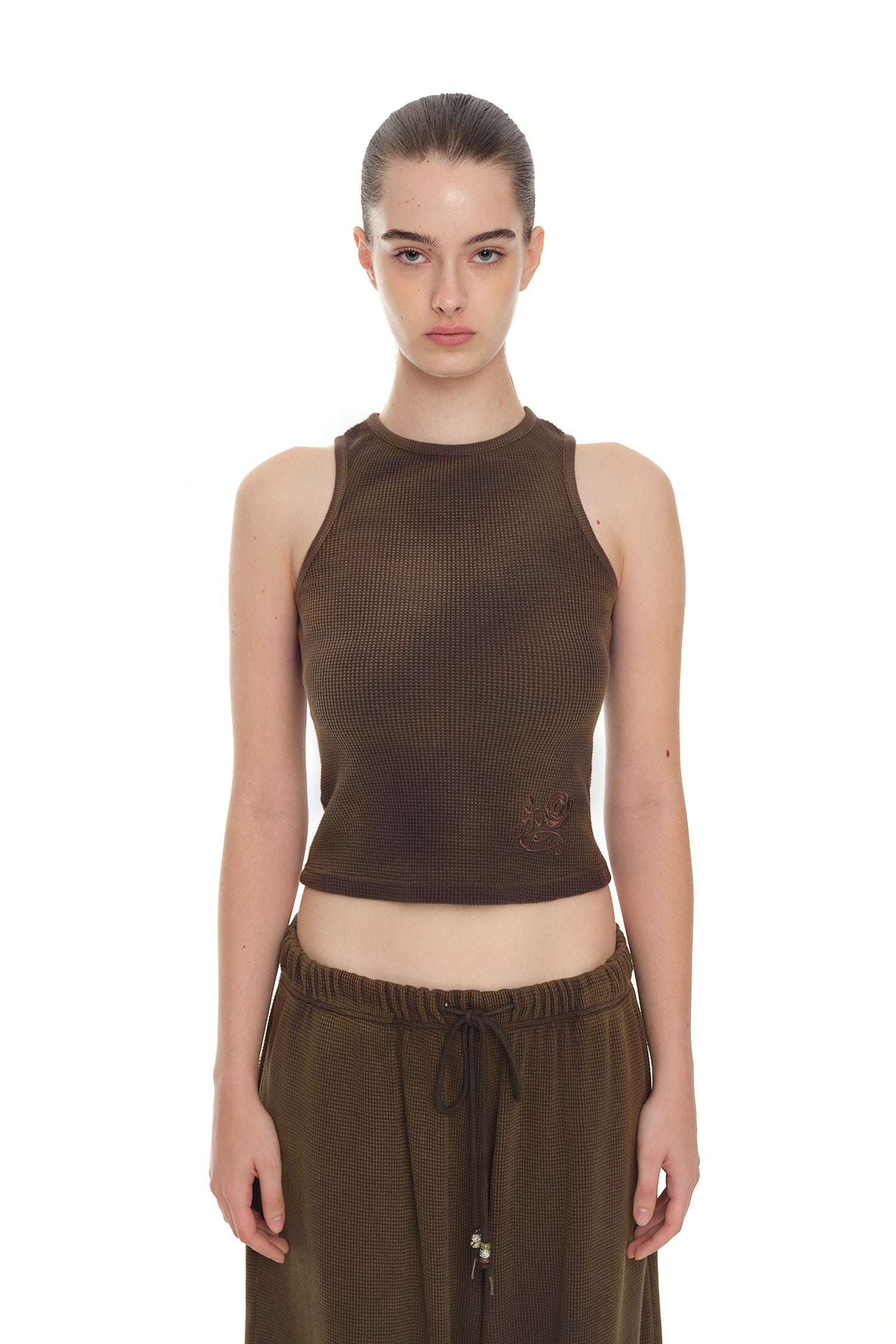 WAFFLE TANK TOP (WASHED BROWN)