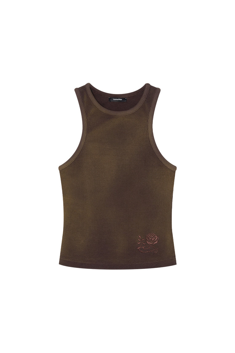 WAFFLE TANK TOP (WASHED BROWN)