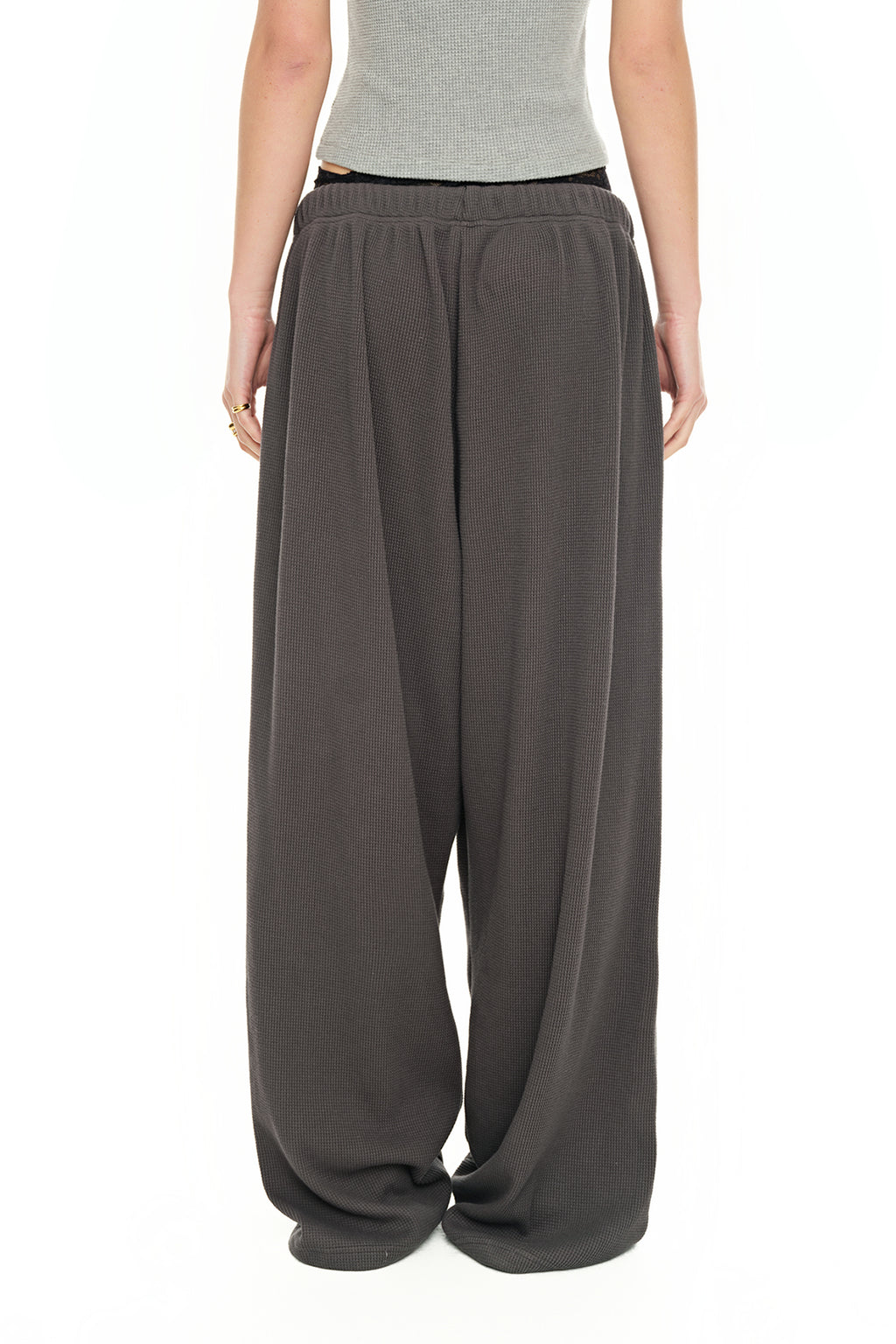 WESTERN BEAD WAFFLE PANTS (CHARCOAL)