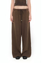 WESTERN BEAD WAFFLE PANTS (WASHED BROWN)