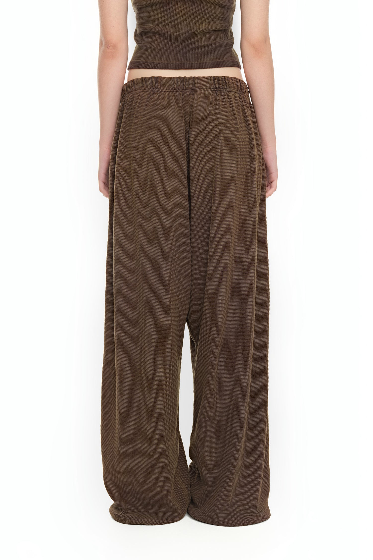 WESTERN BEAD WAFFLE PANTS (WASHED BROWN)