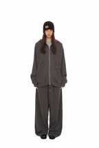 WESTERN BEAD WAFFLE ZIP-UP HOODIE (CHARCOAL)