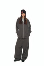 WESTERN BEAD WAFFLE ZIP-UP HOODIE (CHARCOAL)