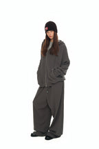 WESTERN BEAD WAFFLE ZIP-UP HOODIE (CHARCOAL)