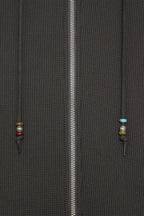WESTERN BEAD WAFFLE ZIP-UP HOODIE (CHARCOAL)