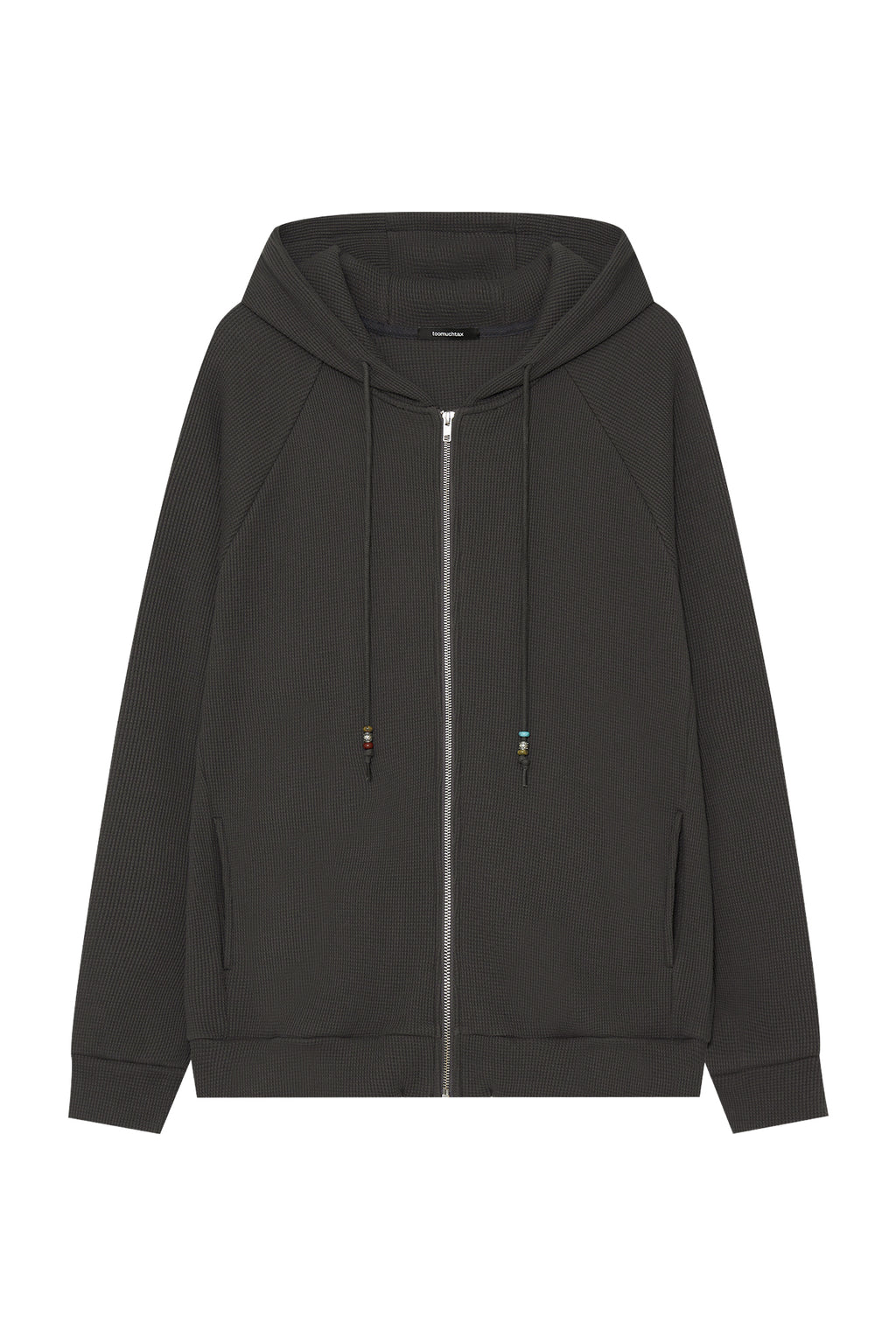 WESTERN BEAD WAFFLE ZIP-UP HOODIE (CHARCOAL)