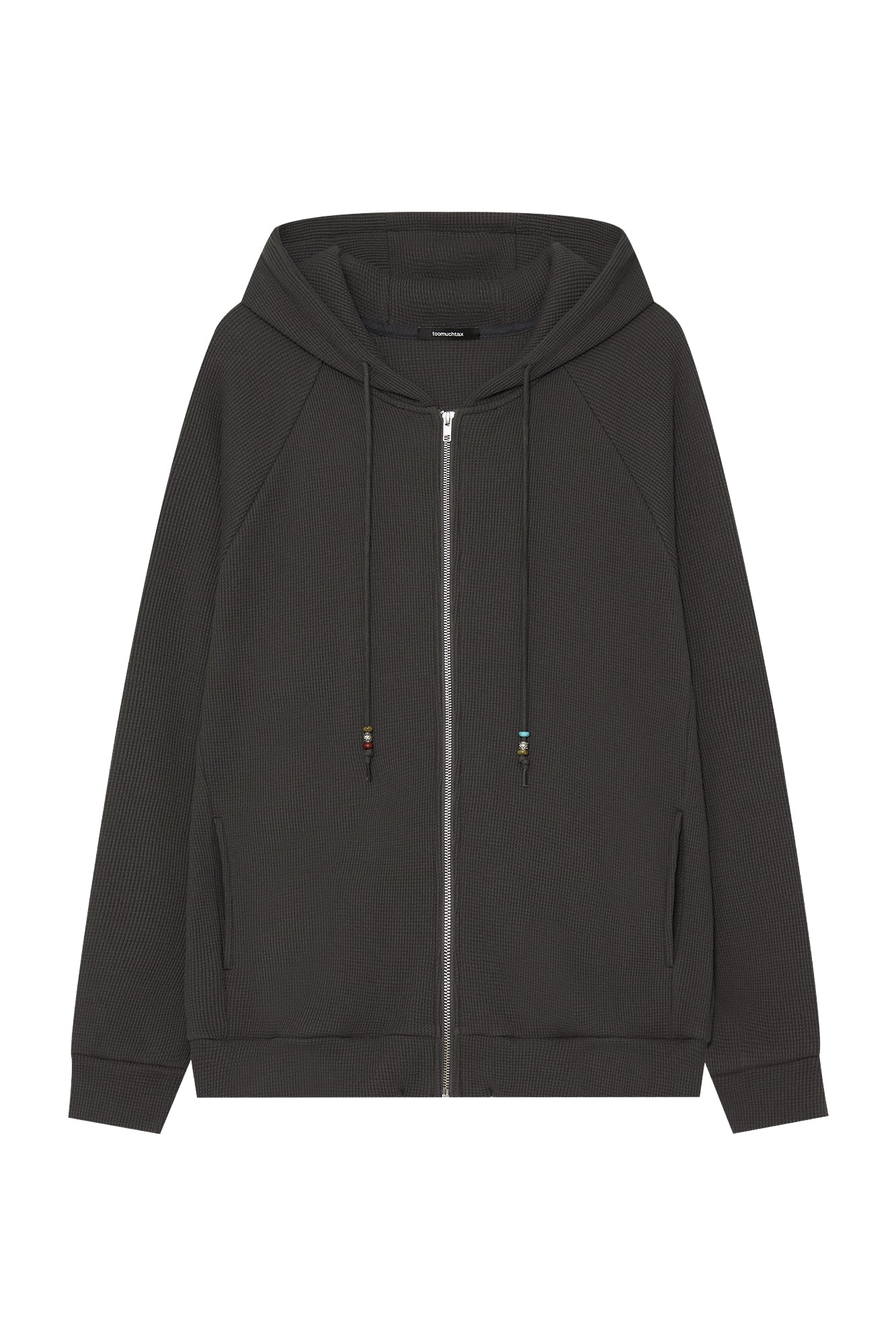 WESTERN BEAD WAFFLE ZIP-UP HOODIE (CHARCOAL)