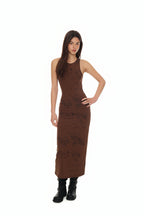 ZEBRA JERSEY MAXI DRESS (BROWN)