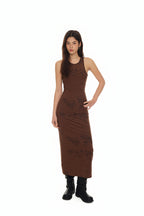 ZEBRA JERSEY MAXI DRESS (BROWN)