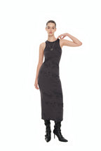 ZEBRA JERSEY MAXI DRESS (CHARCOAL)