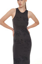 ZEBRA JERSEY MAXI DRESS (CHARCOAL)