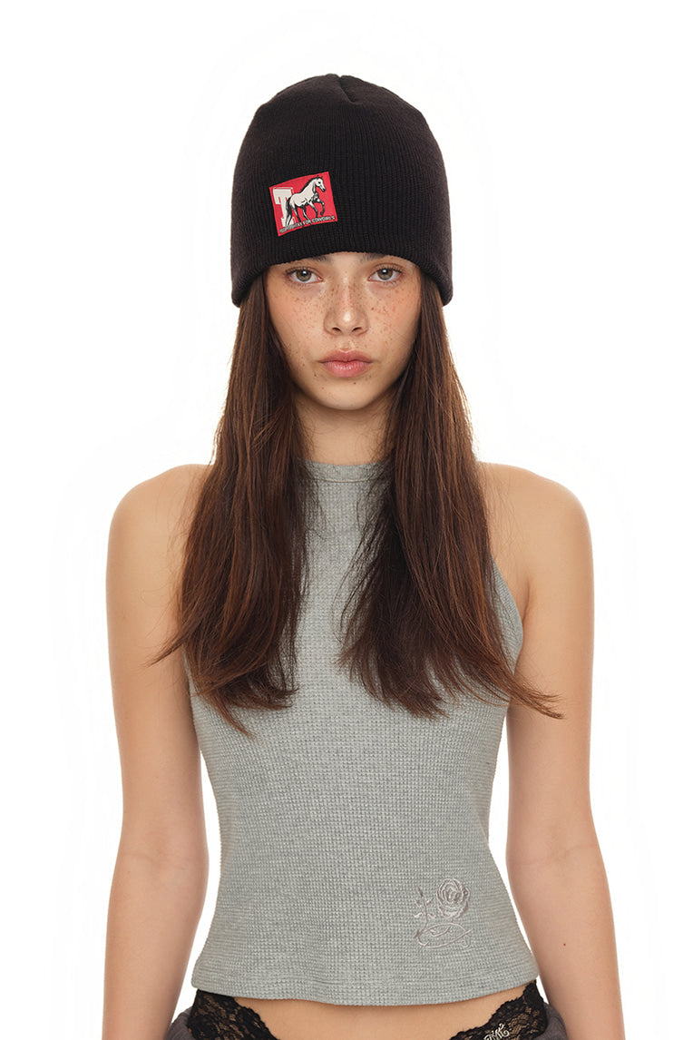 COWGIRL LABEL BEANIE (BLACK)